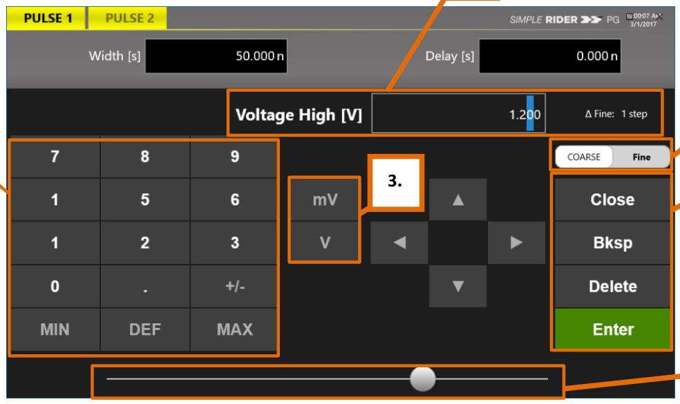 Virtual numeric keypad with numbered callouts
