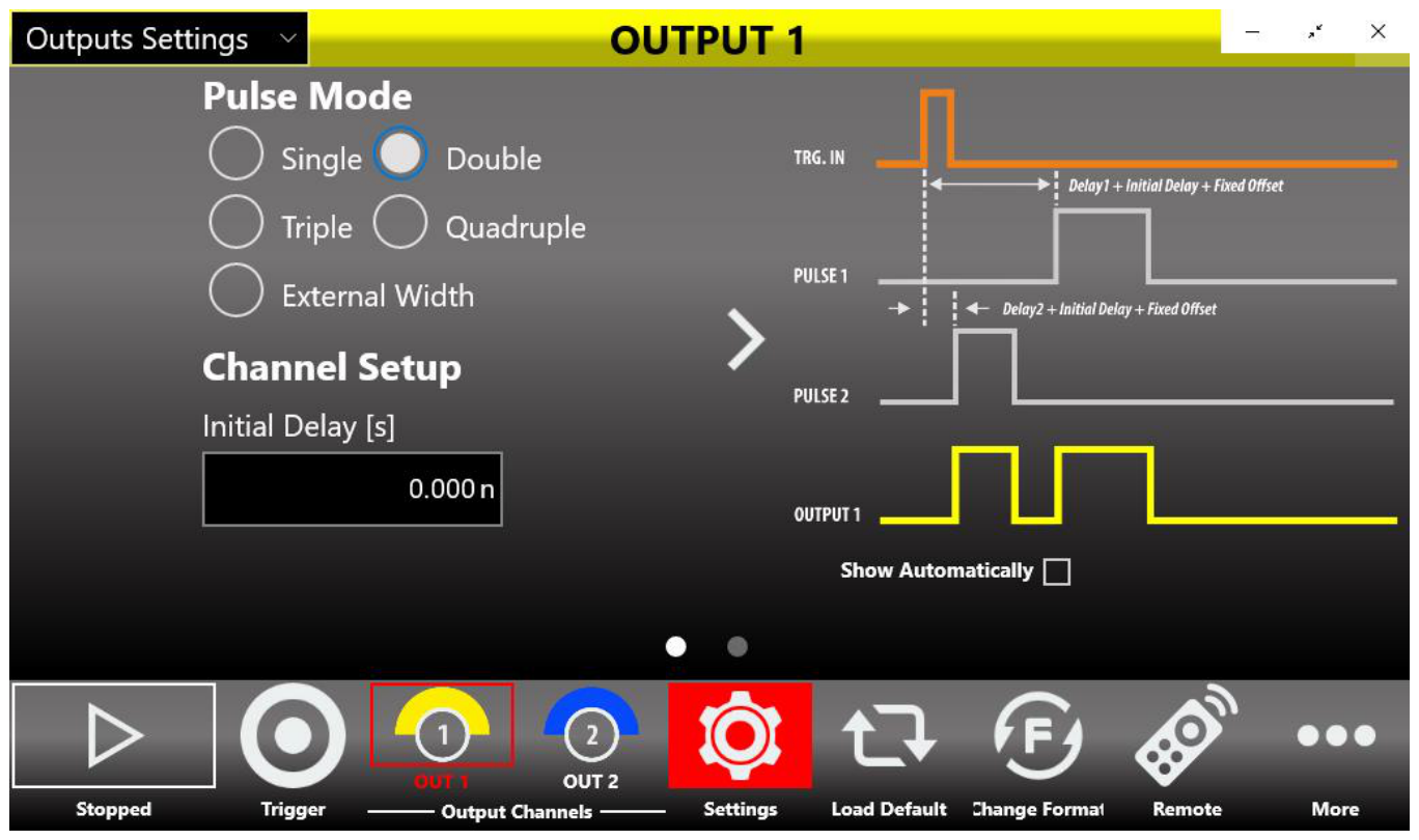 Output pulse-mode flyout panel