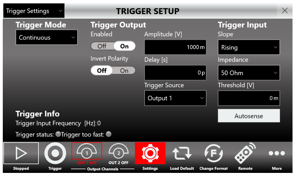 Trigger Setup with Continuous mode