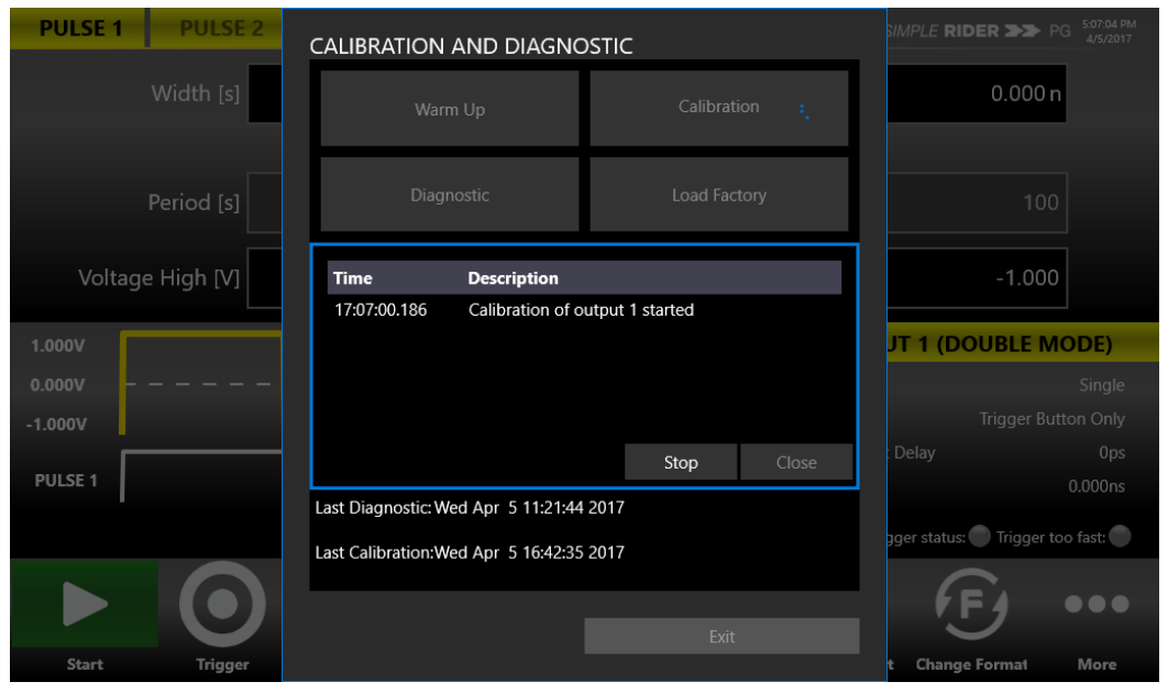 Self Calibration progress dialog