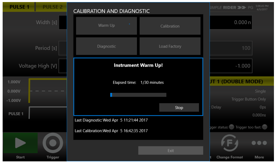 Warm up timer dialog