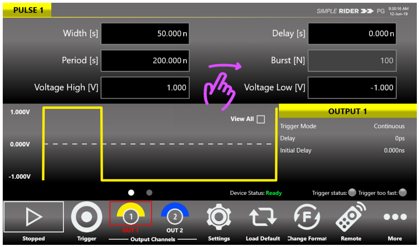Swipe gesture changing output selection