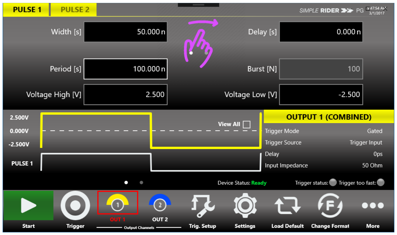 Swipe gesture in combined pulse view