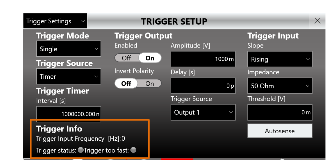 SimpleRider Trigger Setup page