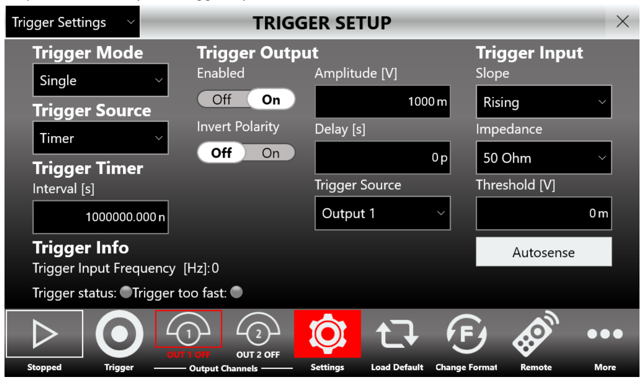 Trigger Setup page