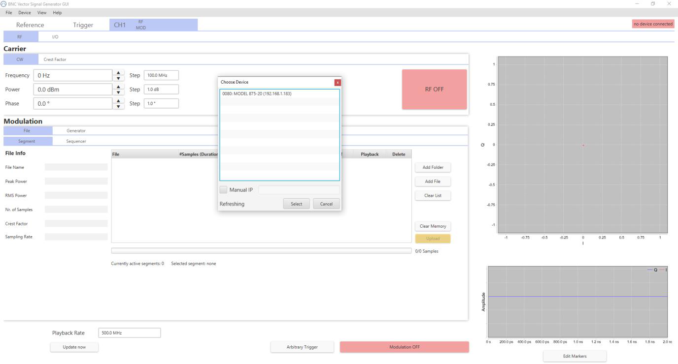 Vector Signal Generator GUI