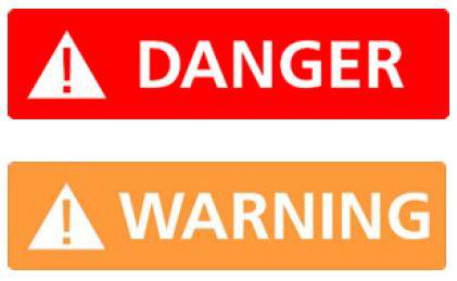 DANGER and WARNING signal labels