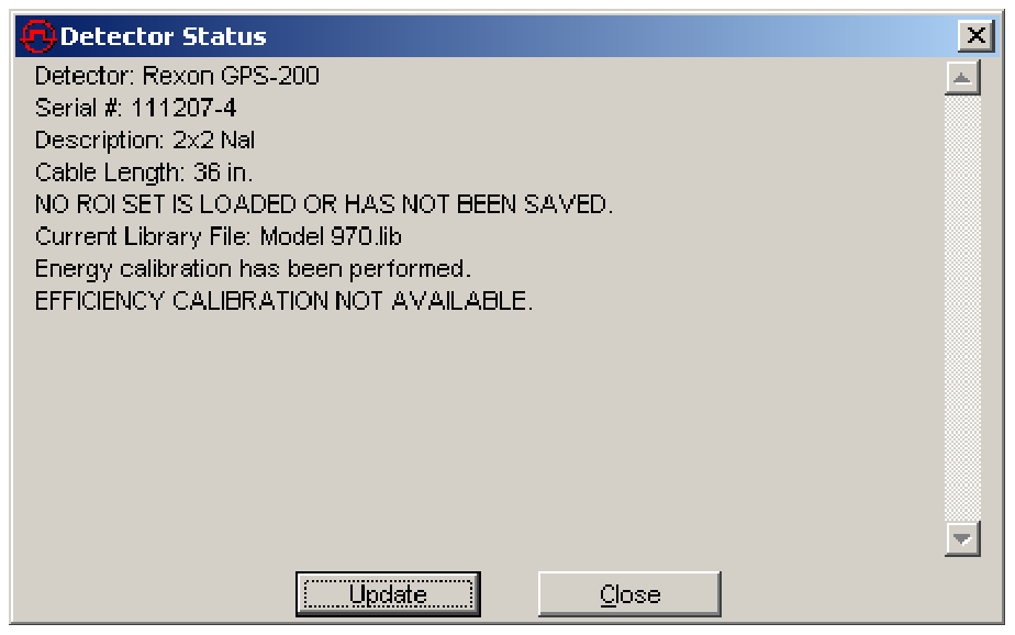 Detector Status window