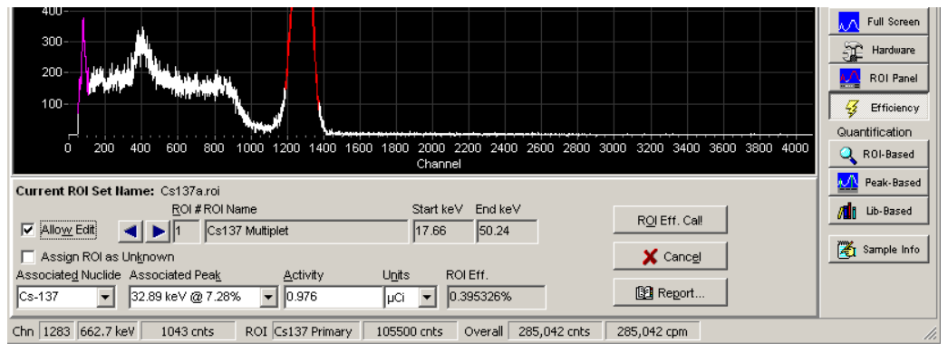 SNAP-MCA Efficiency Calibration Panel