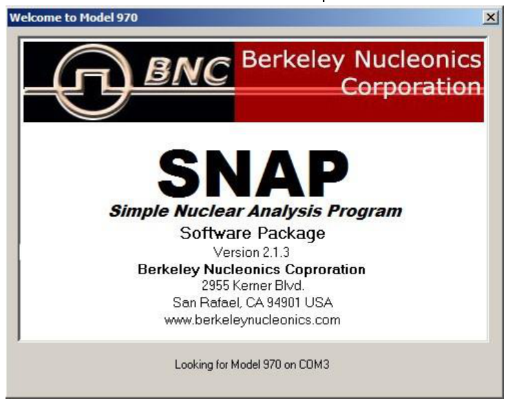 SNAP Simple Nuclear Analysis Program splash screen