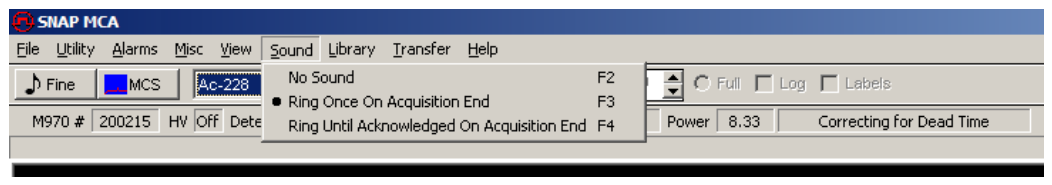 SNAP-MCA Sound menu open