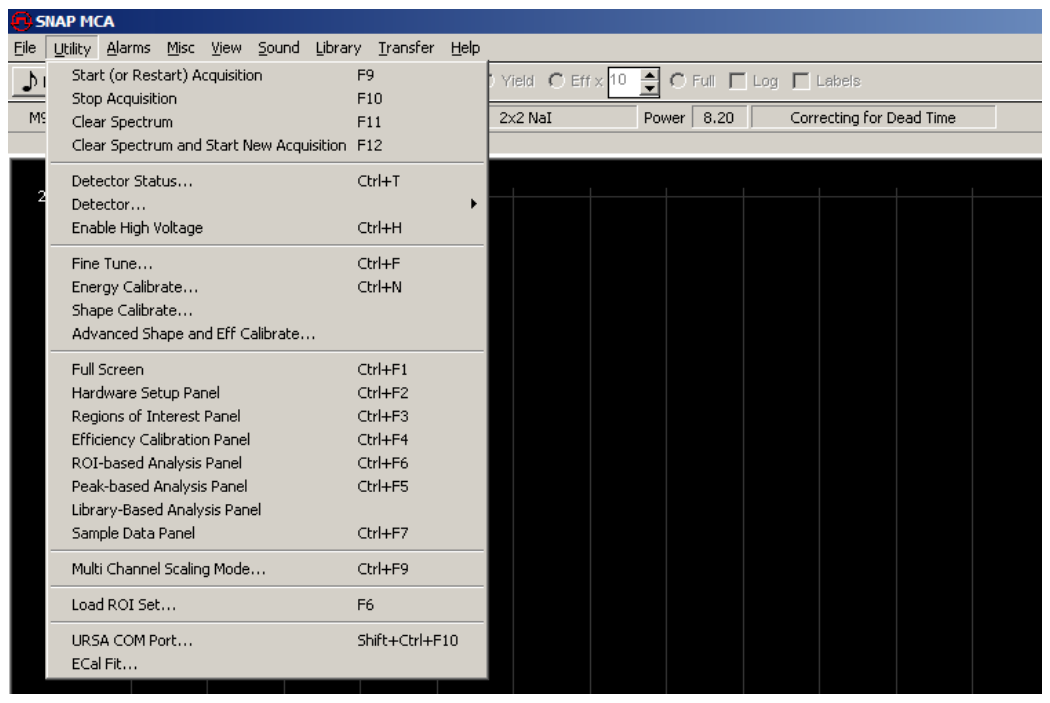 SNAP-MCA Utility menu open