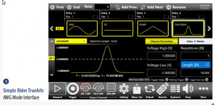 TrueArb arbitrary waveform mode interface