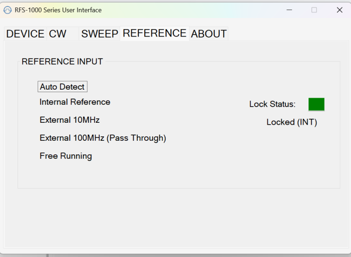 RFS-1000 Series User Interface REFERENCE tab