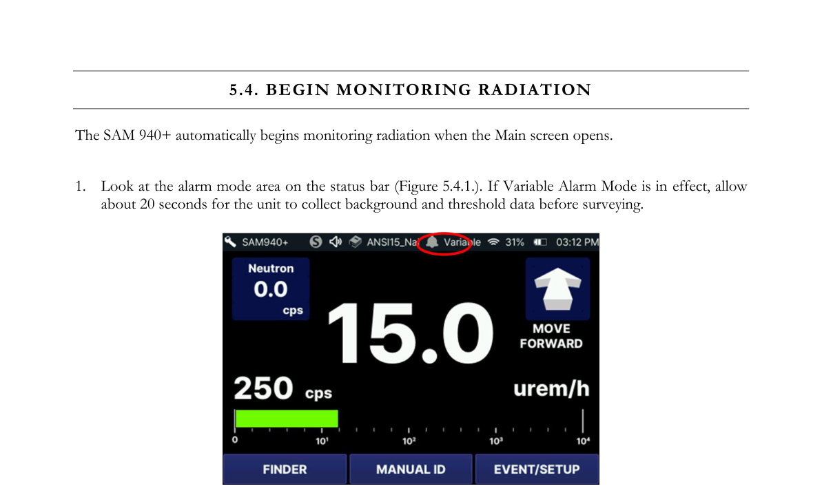 Status bar example with Fixed Alarm Mode in effect