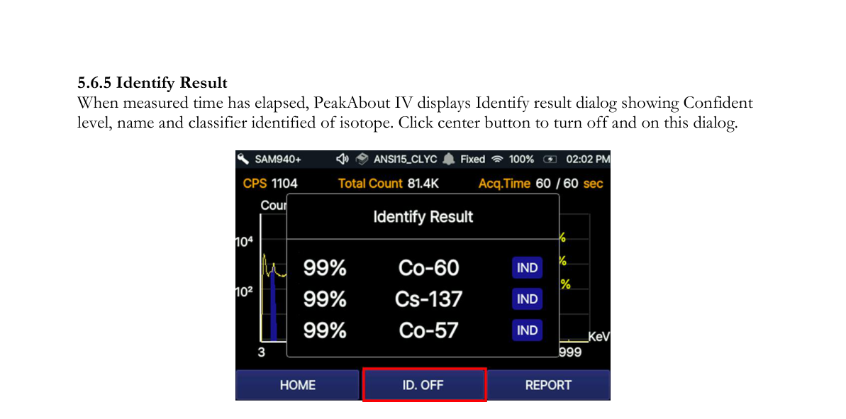 Identify Result example