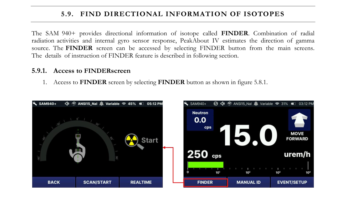 Access to FINDER screen