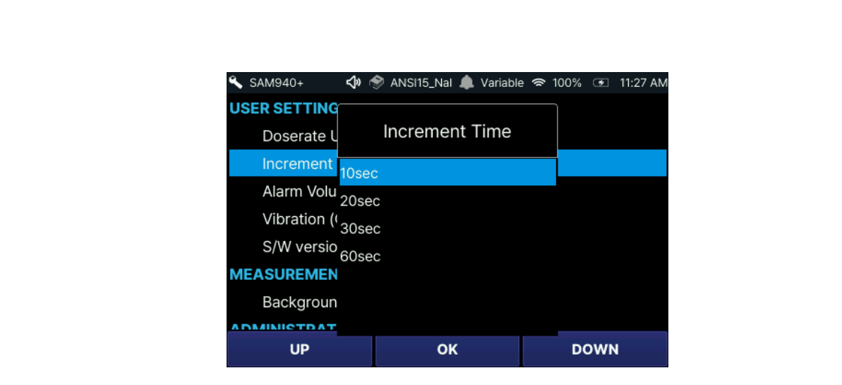 Increment time setup