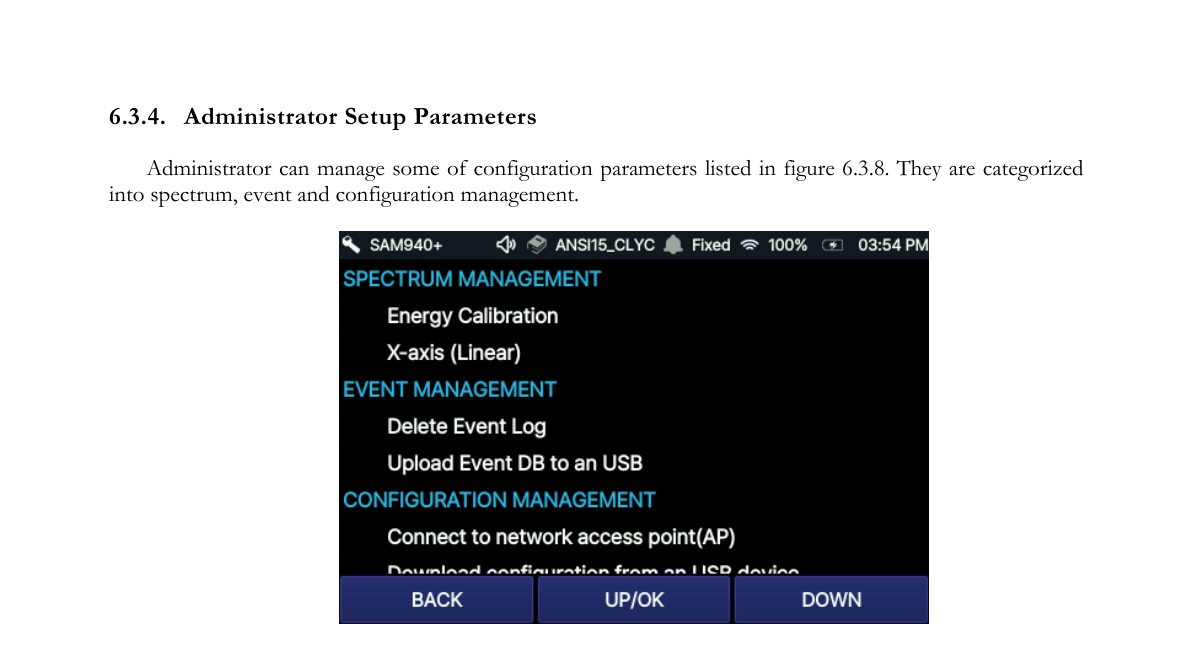 Administrative setup parameters