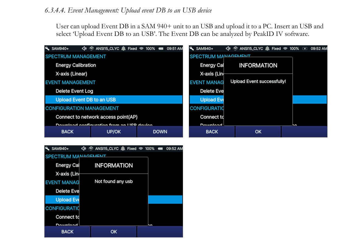 Upload Event DB to a USB device
