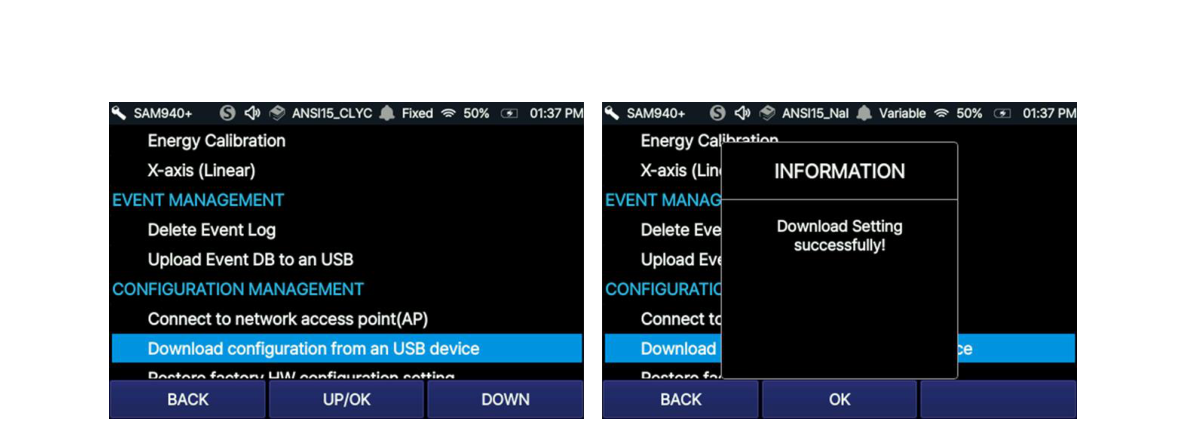 Download configuration from a USB device