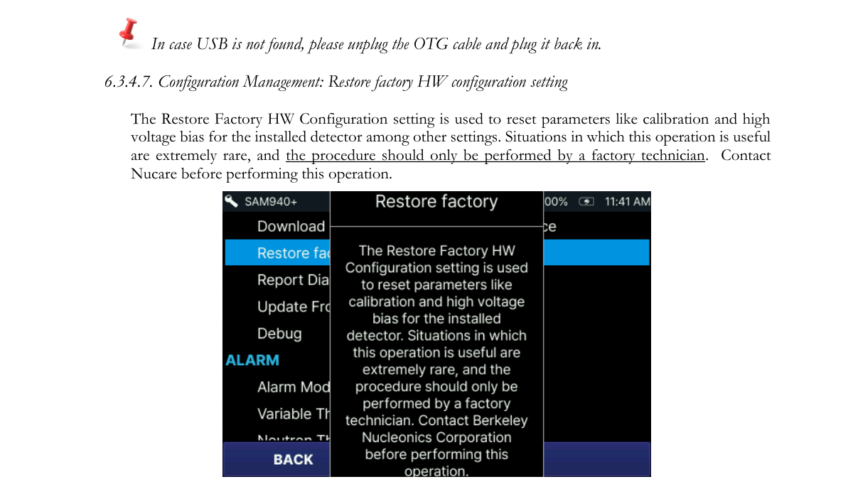 Restore factory HW configuration setting