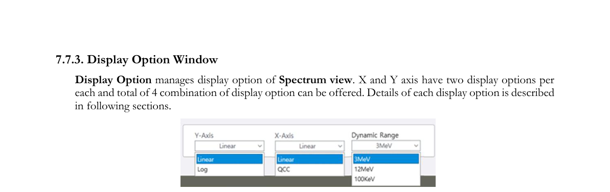 Options for X and Y-axis unit and Dynamic range