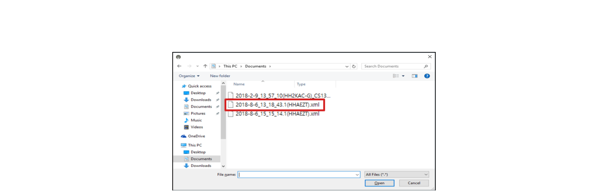 Import XML event example