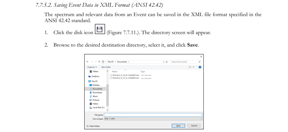 Save XML event example