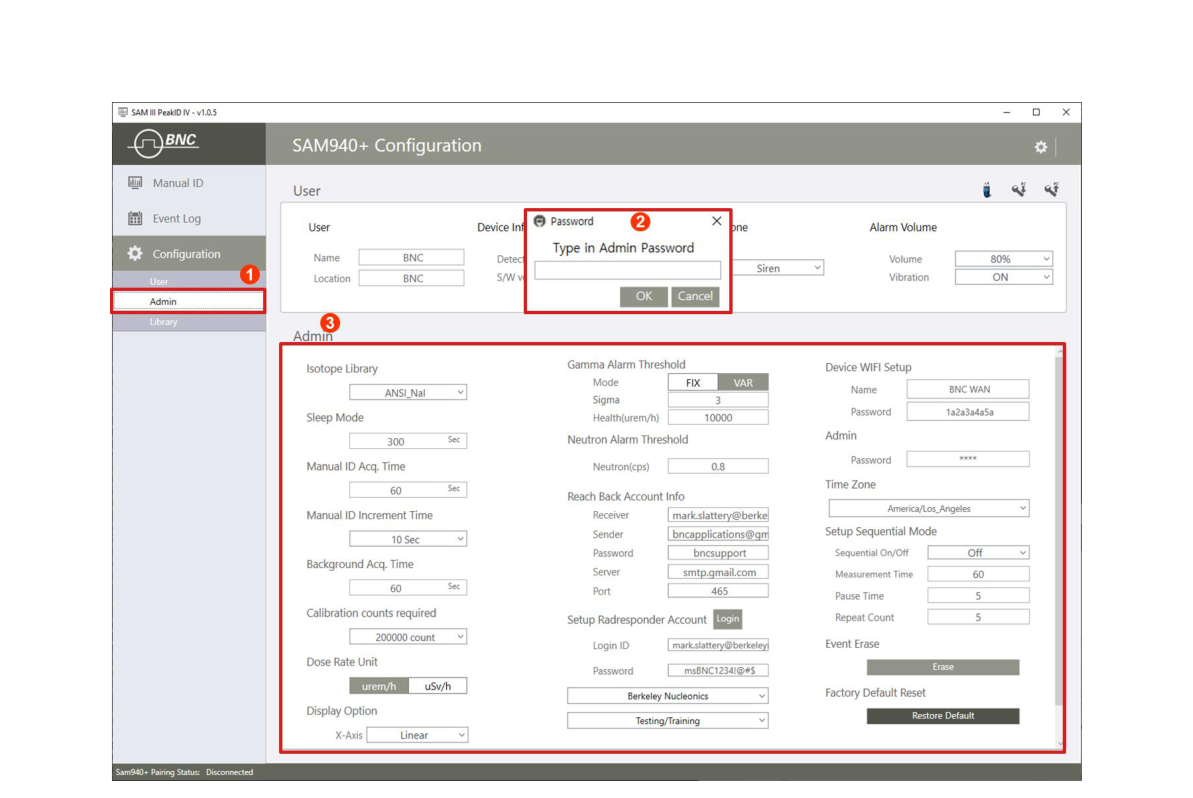 Admin menu GUI example