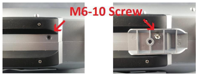 Tripod adapter positioned on the bottom of the detector unit and fastened with the M6-10 screw
