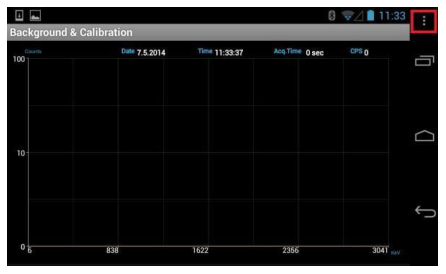 Manual calibration spectrum acquiring counts in red, view 1