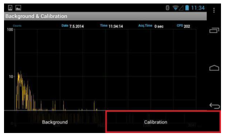 Manual calibration spectrum acquiring counts in red, view 2