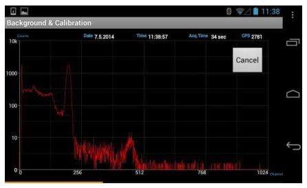Manual calibration spectrum acquiring counts in red, view 3