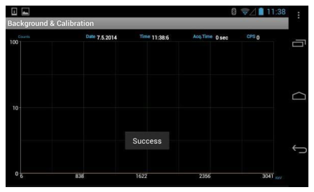 Manual calibration showing the Success message after acquiring the required counts