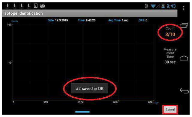 Sequential mode showing the pause between event captures, count 3 of 10
