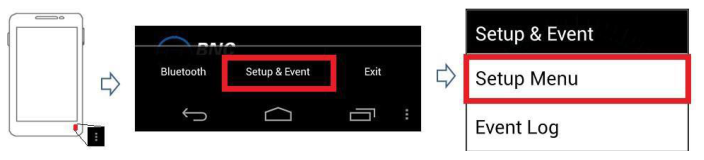 Navigation to the Setup menu and Setup Menu item for Reach-Back email