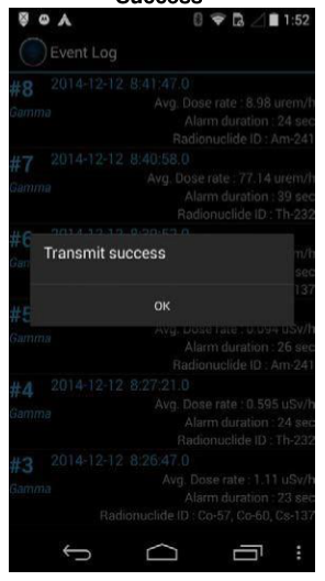 Transmit success message