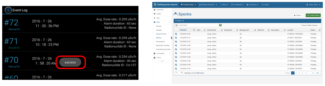 Successful RadResponder transfer validation example