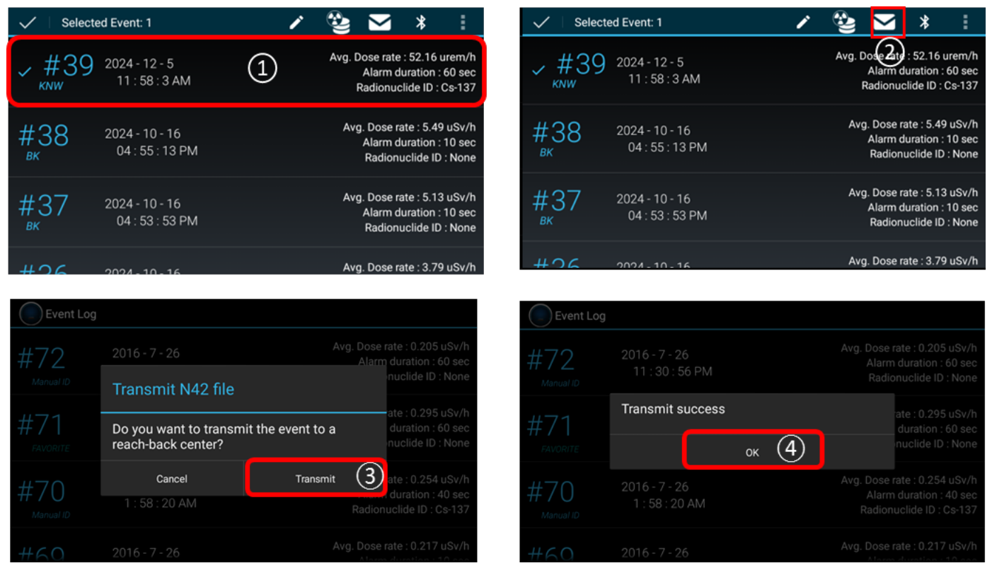 Sending an event from the Event Log to Reach-back, transmit dialogs
