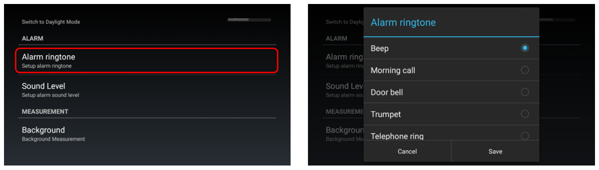 Alarm threshold configuration: Set Alarm Mode, Fixed and Variable alarm mode