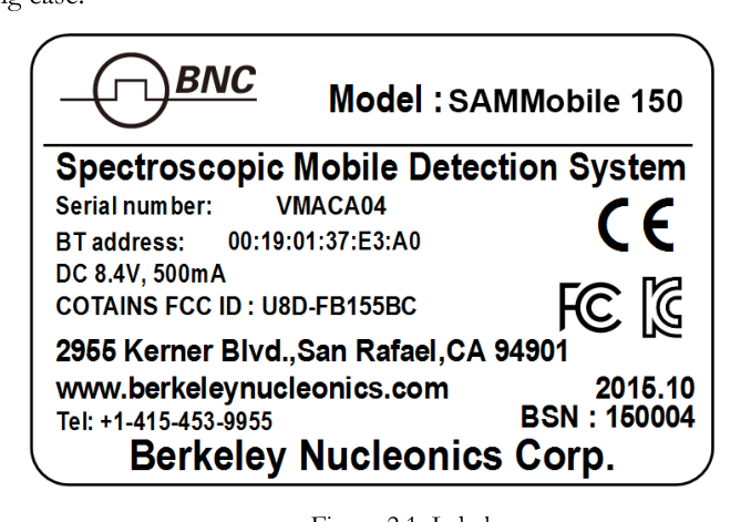 System label on the carrying case