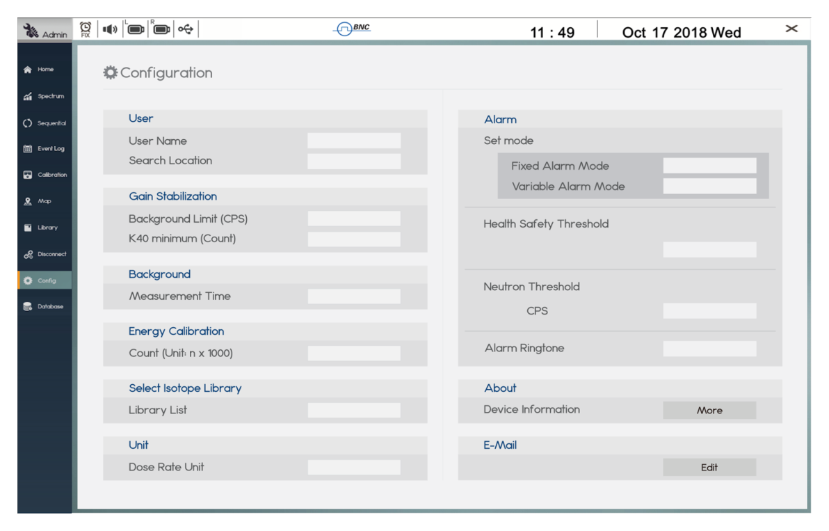 Configuration screen