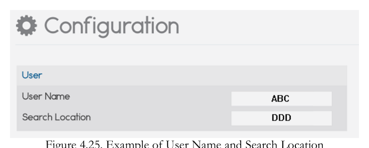 Example of user name and search location