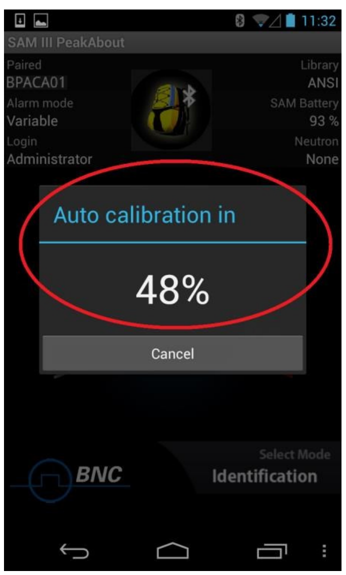 Auto Calibration in progress at 48 percent with Cancel option