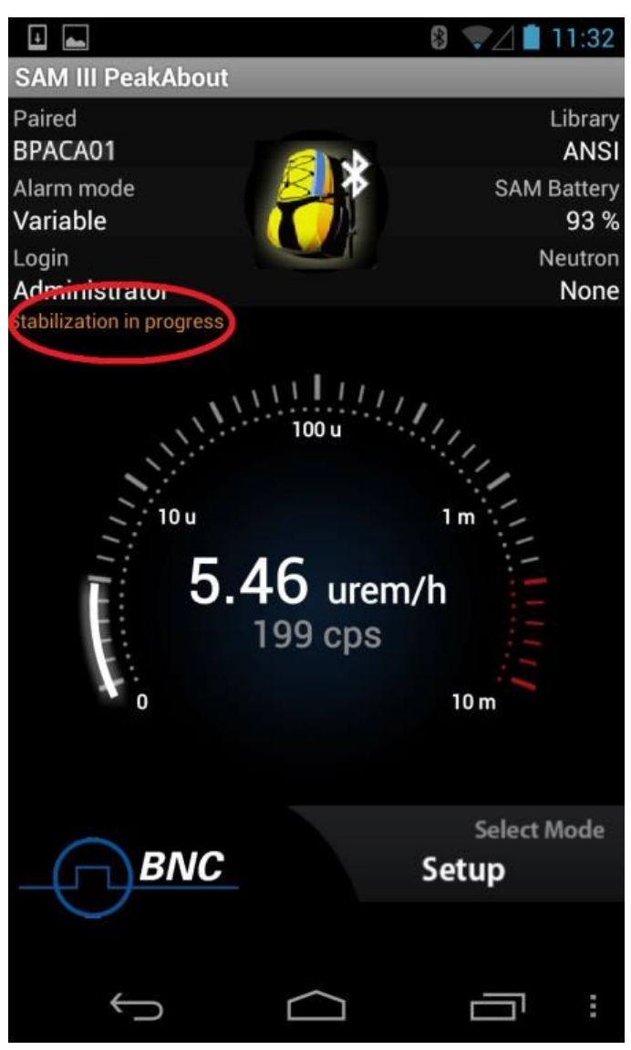 Auto Stabilization showing the stabilized gauge reading