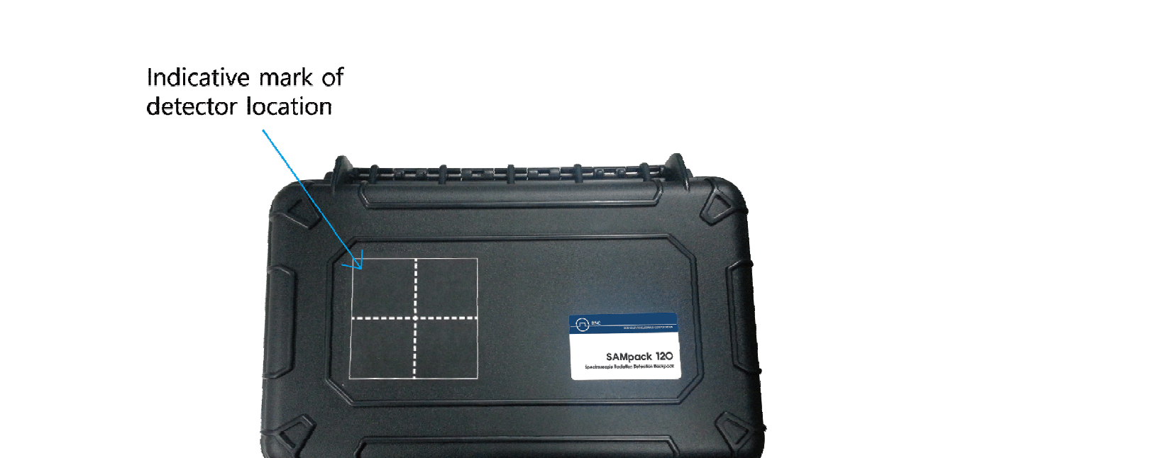 Figure 4.14. Location of detector module inside the unit, shown by an indicative mark on the case