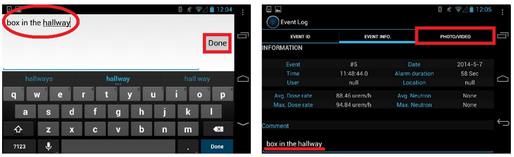 Figure 4.23. Attach Comment example showing the keyboard and Done button