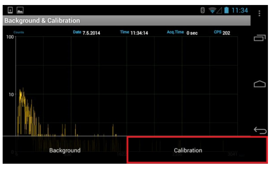 Manual calibration, Calibration button selected