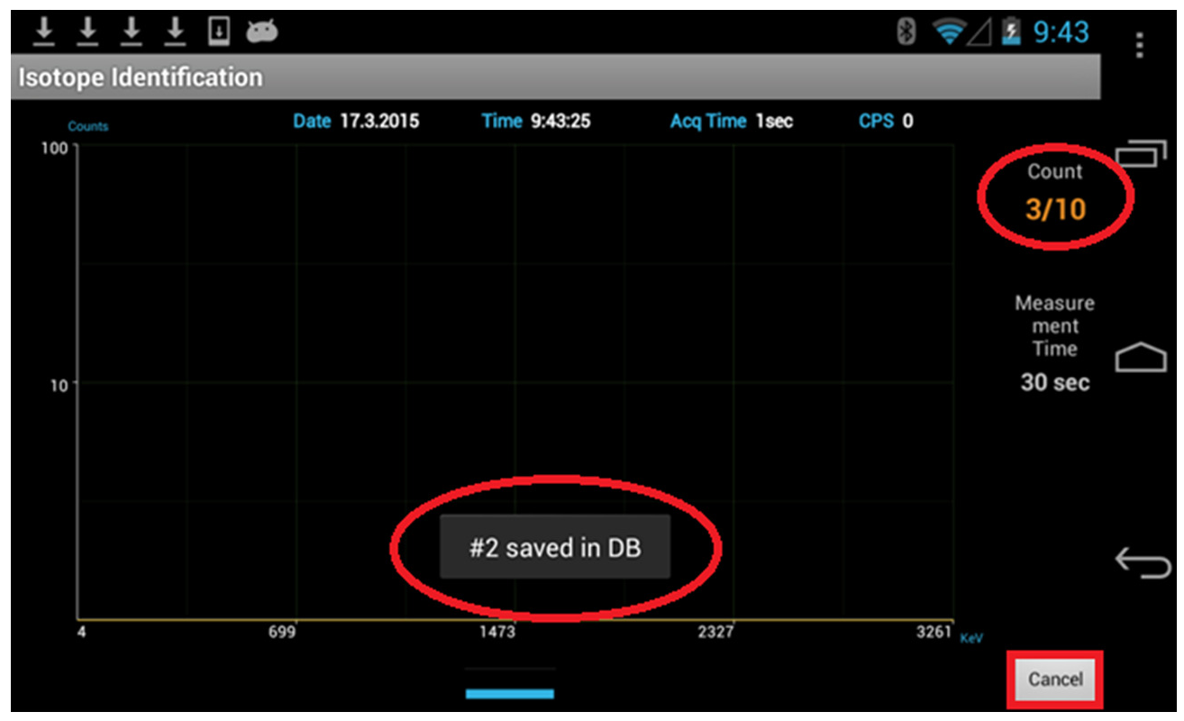 Figure 4.29. Sequential mode example showing the pause between event captures and event saved message